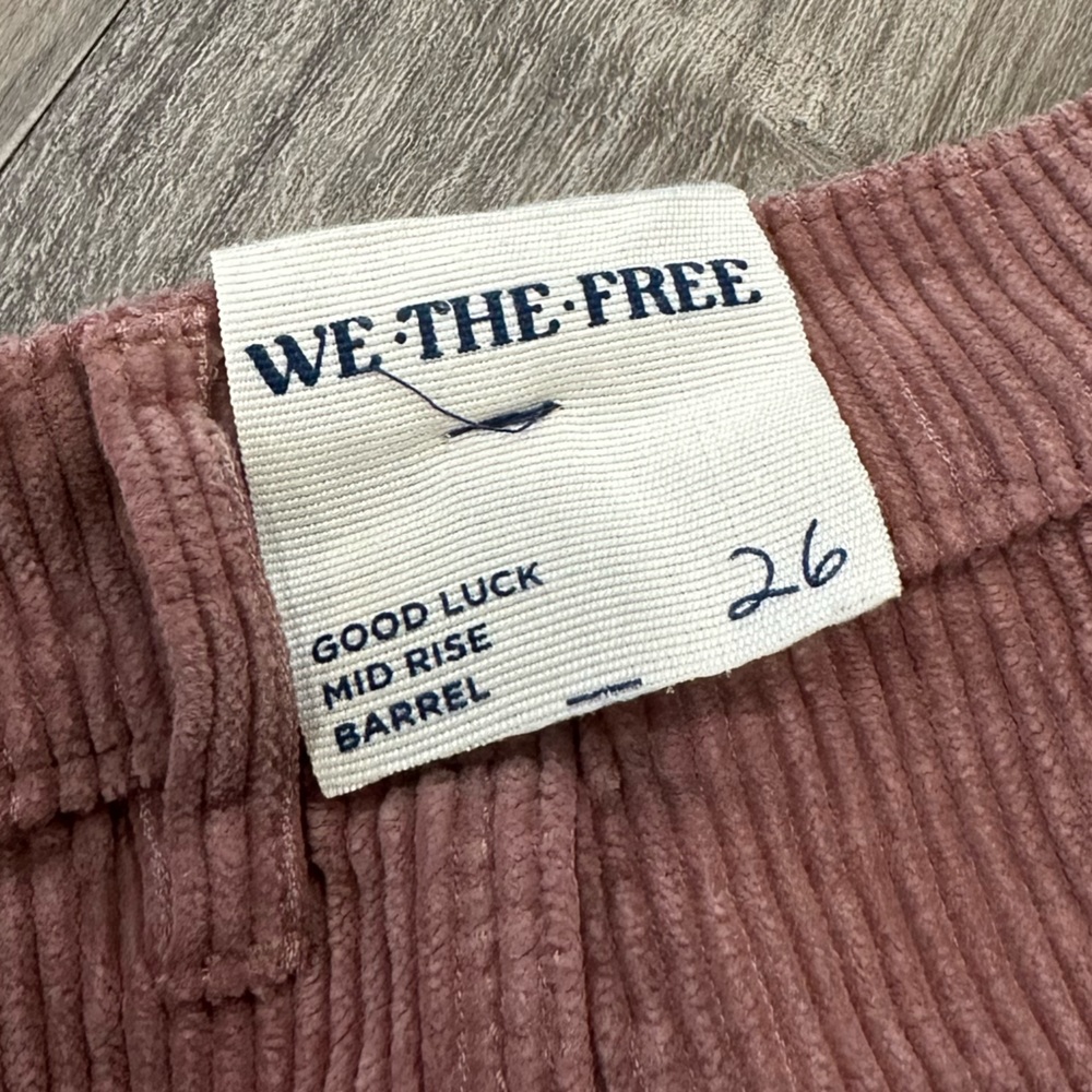 We The Free Good Luck Mid-Rise Barrel Corduroy Pants – Size 26 - Picture 7 of 8